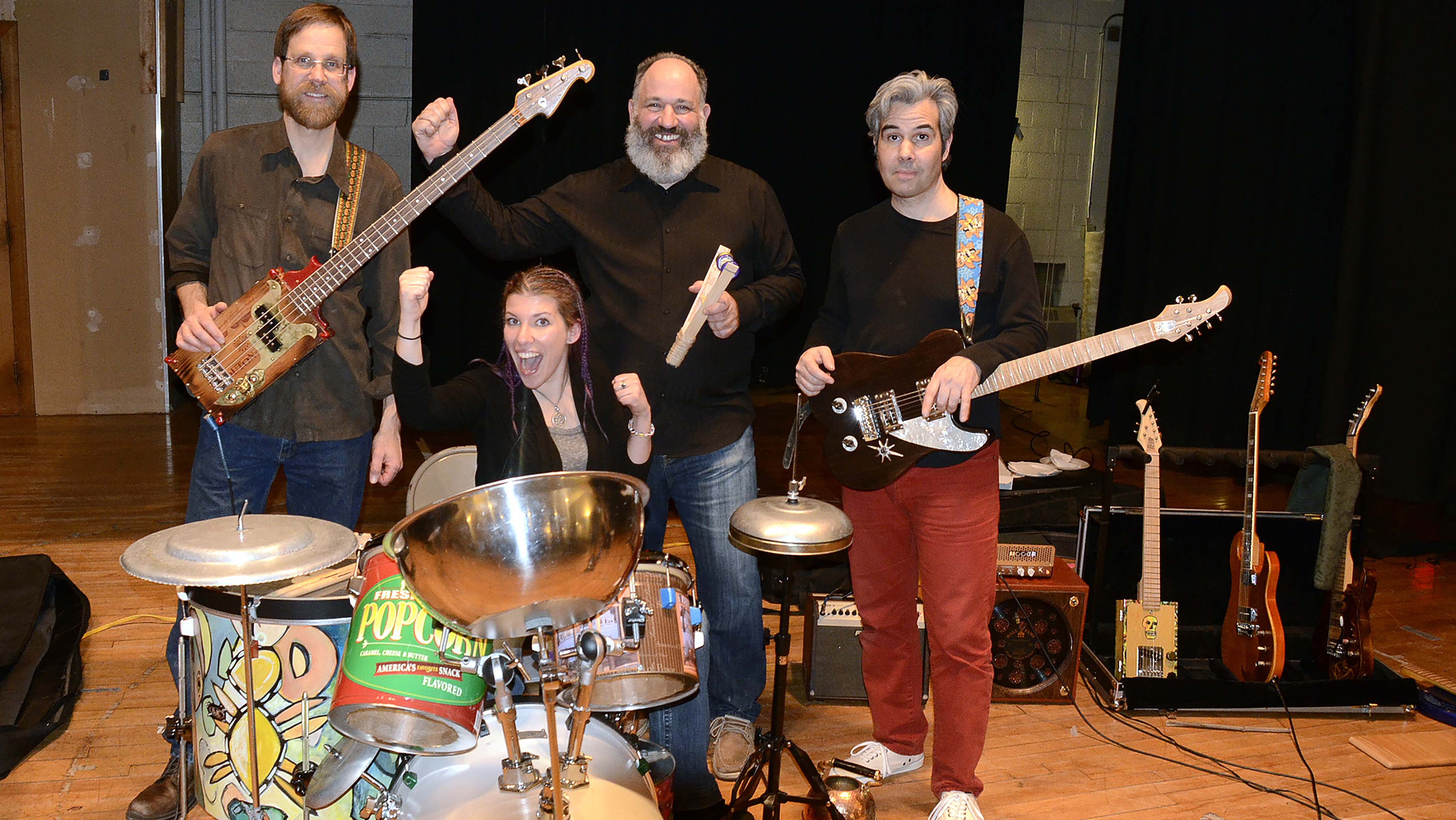 Johnny Fireseed and the Junkyard Dogs make all their instruments from recycled materials.