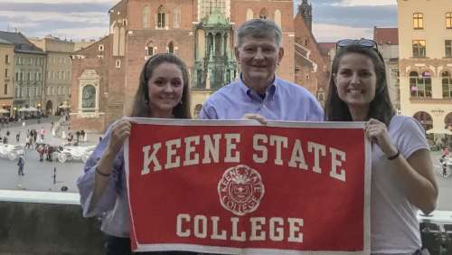 Dr. Paul Vincent with Julia Peet, right, and Grace Miller