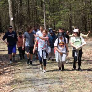 Physical education students on an orienteering exercise