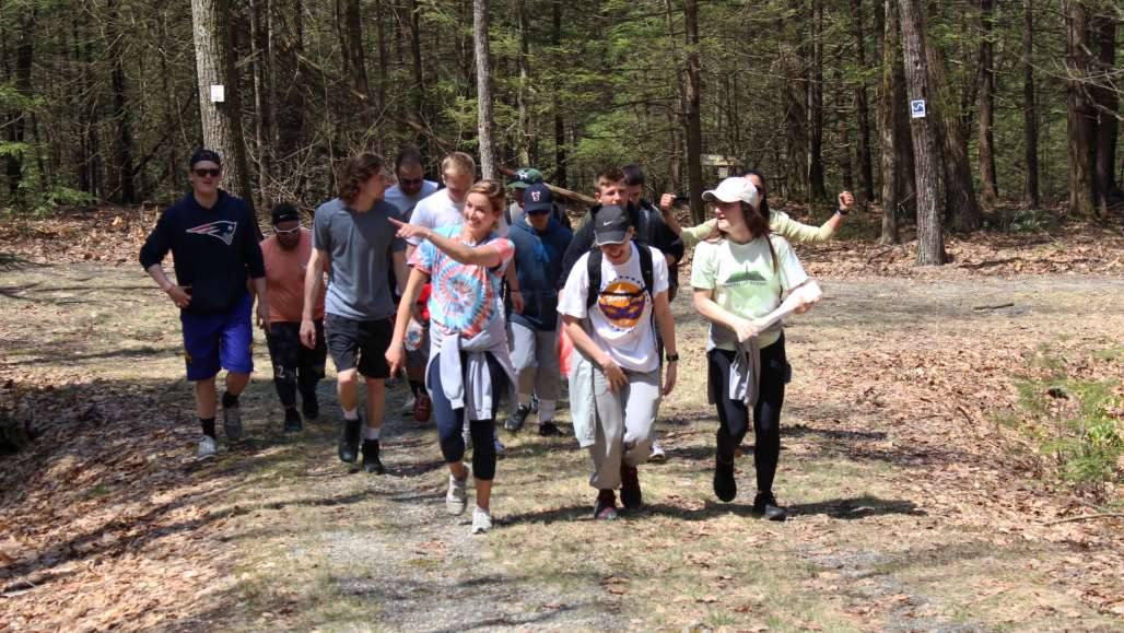 Physical education students on an orienteering exercise
