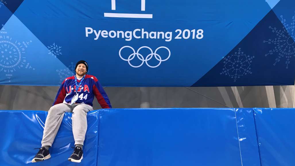 Tyler Dabrowski '13 at the Pyeongchang Olympics