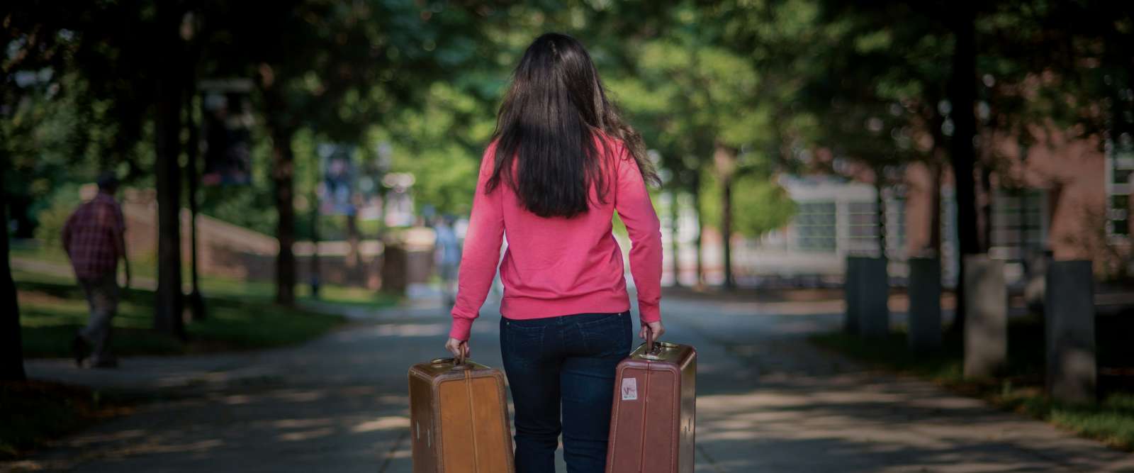 Student with luggage