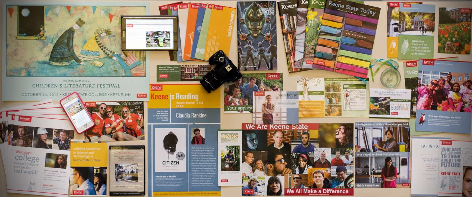 Marketing materials on table