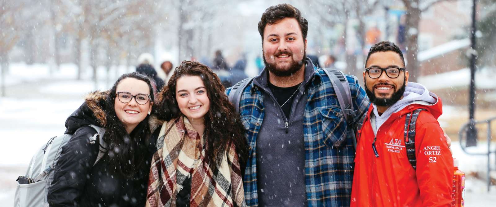 Students on Appian Way in the snow