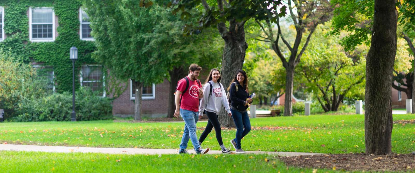 Students walking on the quad