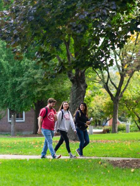 Students walking on the quad