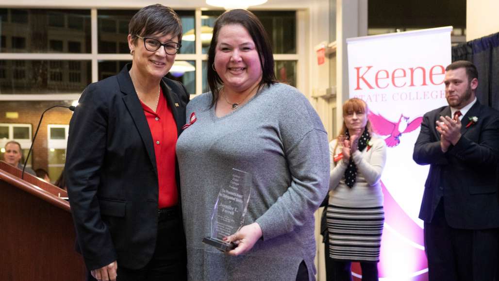 Jennifer Ferrell, right, with Keene State President Melinda Treadwell