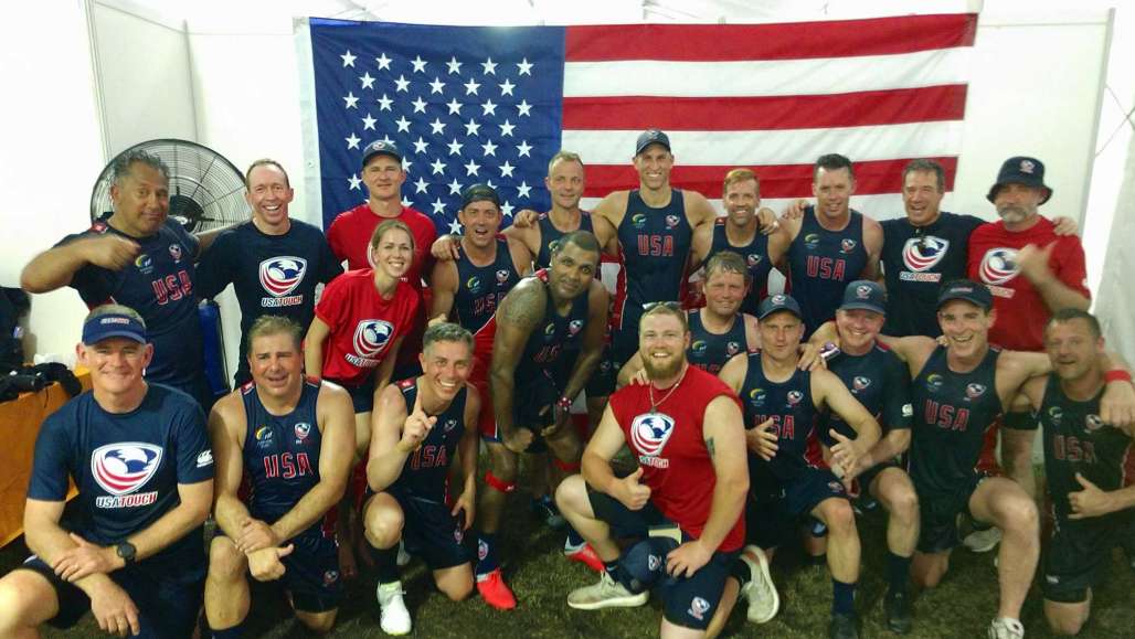 Sam Jones ’18 (first row, red shirt) with Team USA Rugby in Malaysia. Photo courtesy of Sam Jones.
