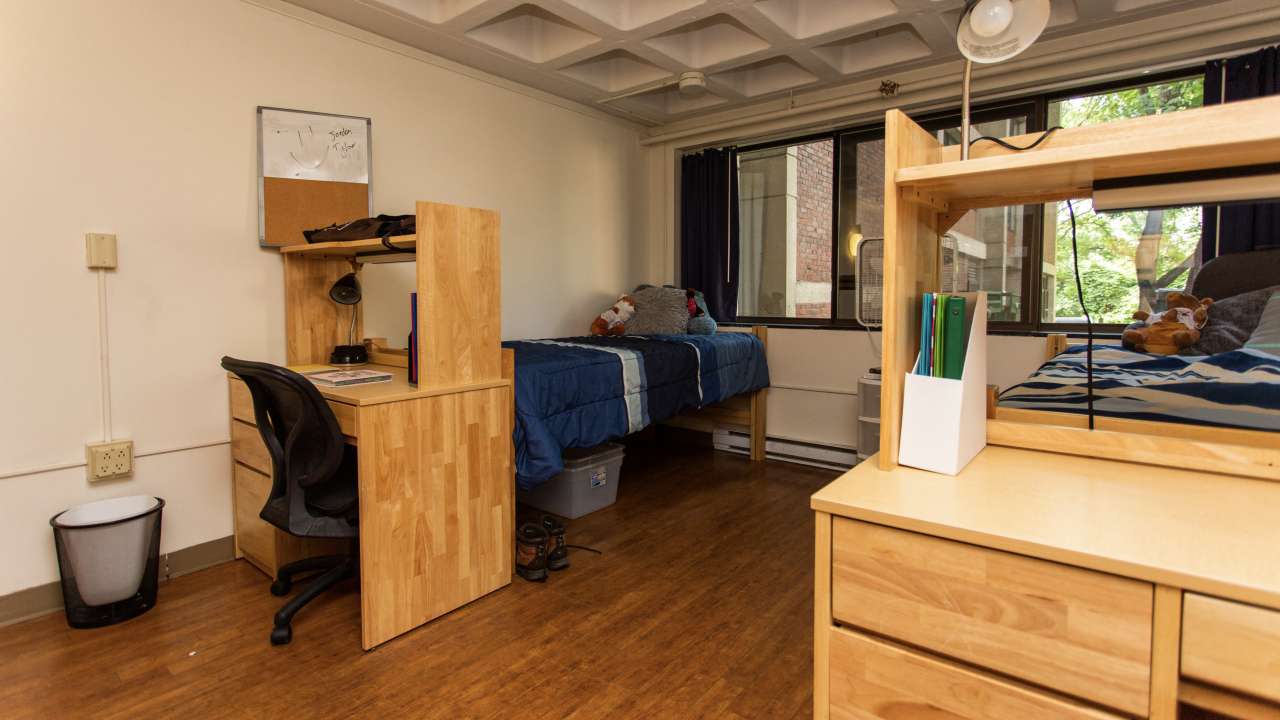 Carle Hall, dorm room, looking toward window