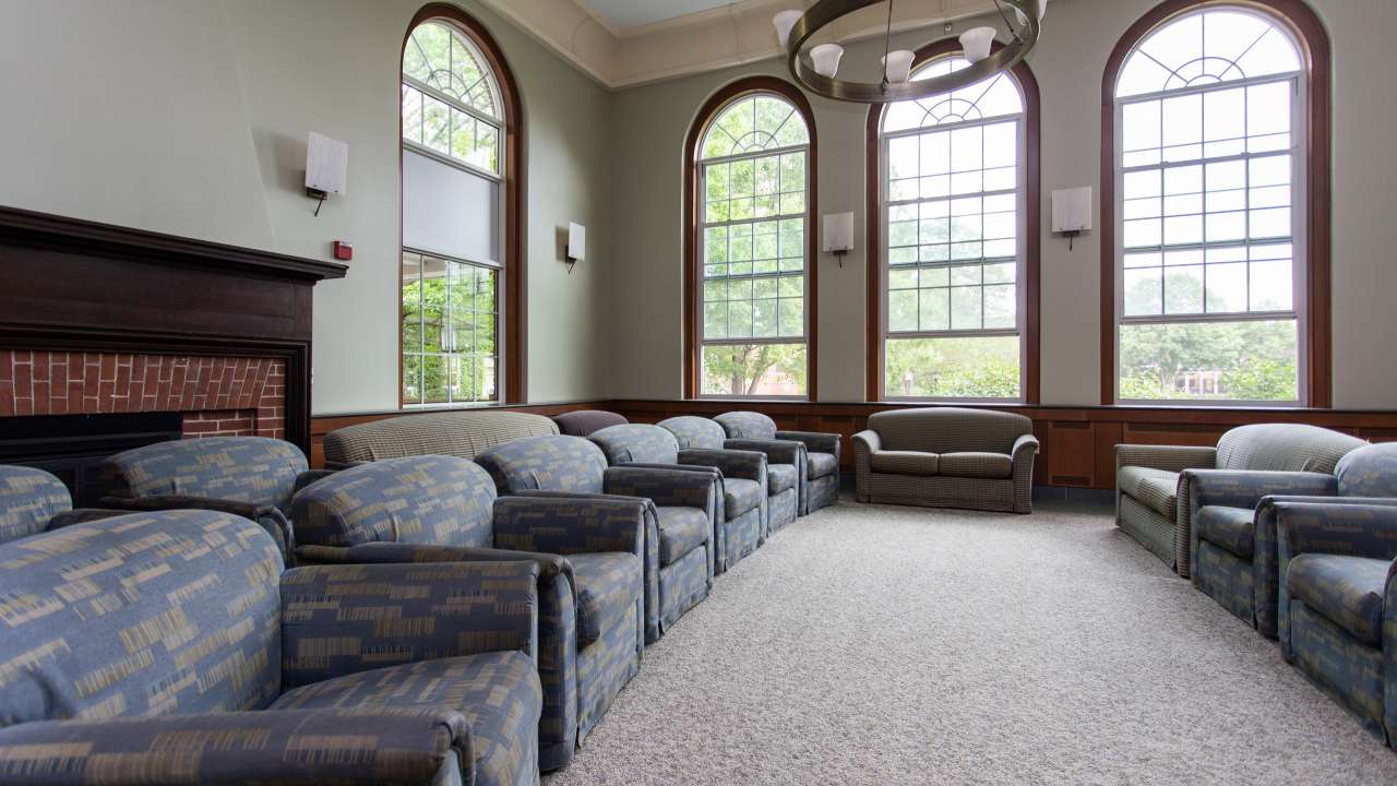 Fiske Hall Great Room, looking toward Fiske Quad