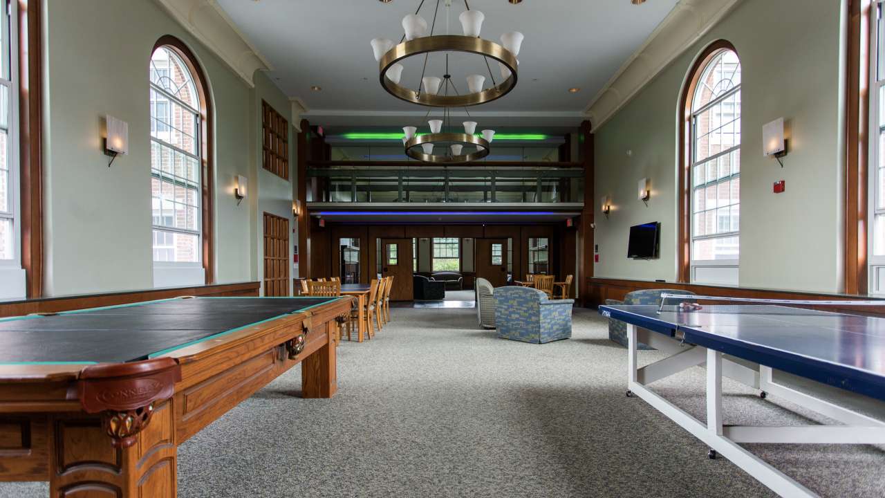 Fiske Hall Great Room, pool and table tennis