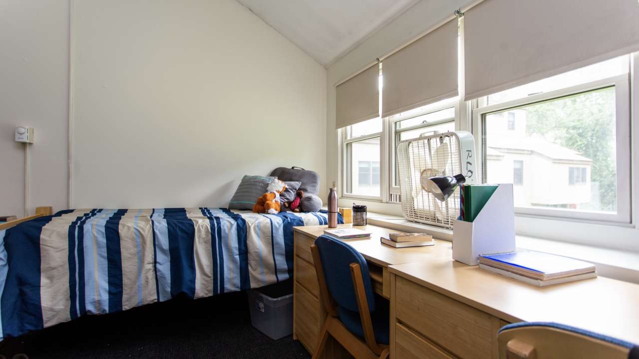Owl's Nest double occupancy room, facing window.