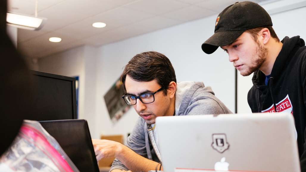 Computer science students at work in the lab