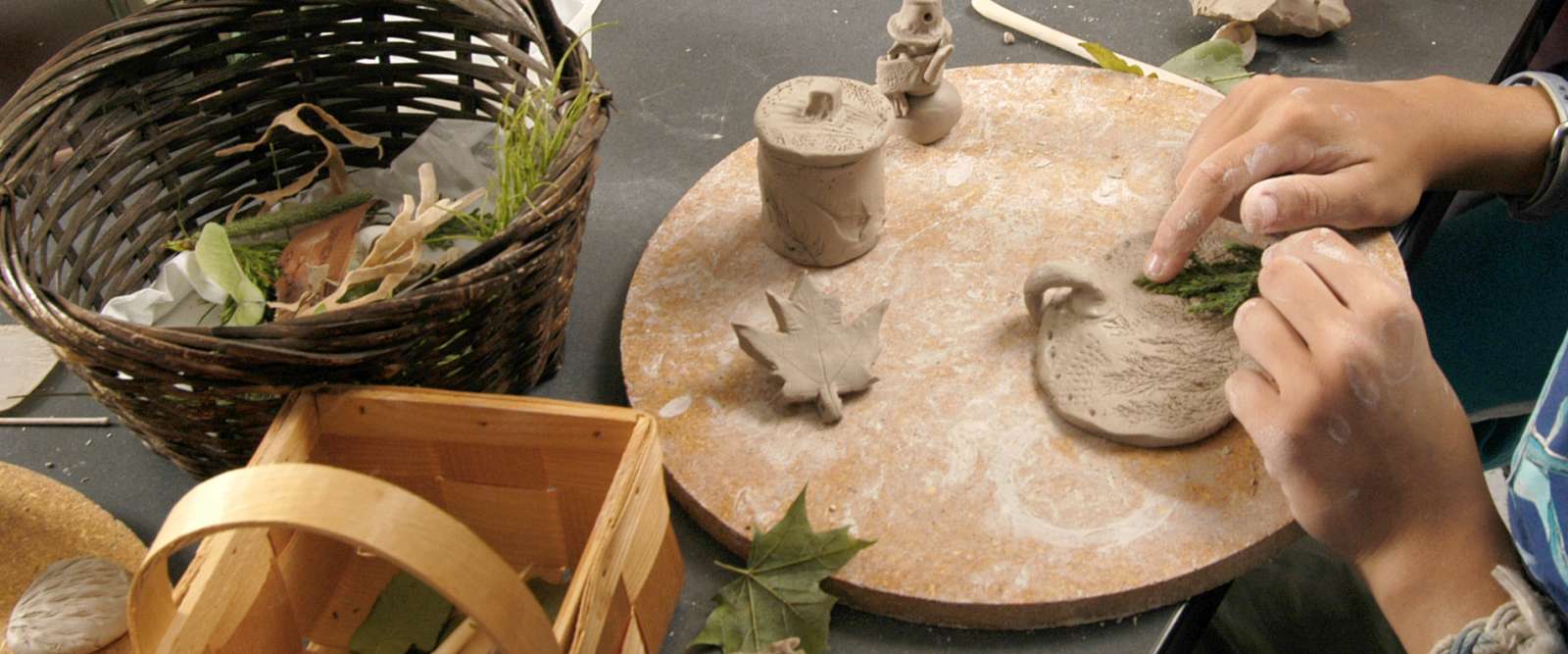 Crafting with clay.