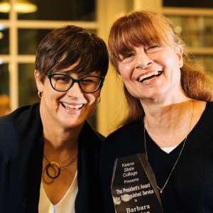 President Melinda Treadwell, left, and Barbara Preston