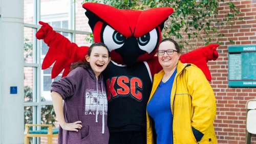 Student and parent with Hootie