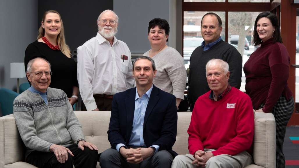 Top Row, from left:  Kristin Brooks ’11, Brian Burford ’72, Leslie Ringuette ’86, Scott Kuhnly ’88. Kathleen Daugherty ’17. Bottom Row:  Ray Jobin ’63 M’70, Josh Houle ’96, David Westover ’72  Not Pictured:  Trina Baumgartner ’13, Lang Plumer ’60, Emily Reed ’14, Rob Wollner ’96, Erin Zoellick ’13