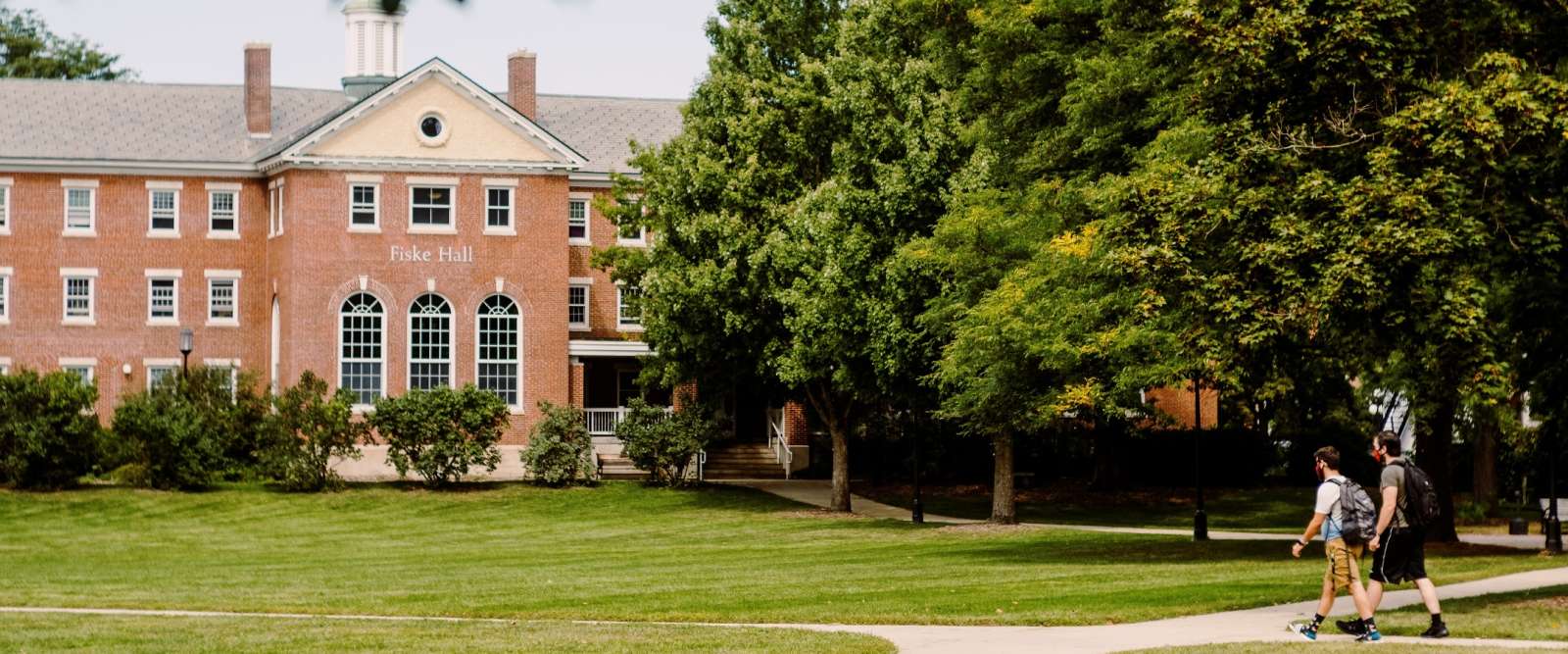 Masked students on quad