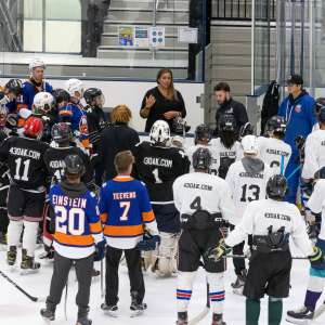 June 15, 2021: The New York Islanders, UBS and the 43 Oak Foundation host a youth clinic with alumnus Arron Asham on June 15, 2021 at the Northwell Health Ice Center.