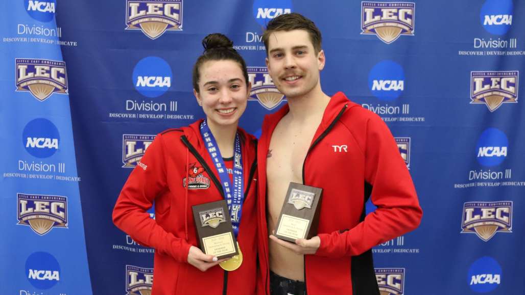 Siblings Kiley '24 and Tyler Young '22 were awarded LEC Swimmers of the Year honors.