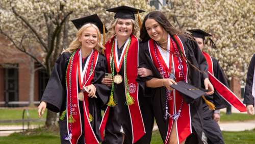 Students gather before the 2022 Commencement ceremony