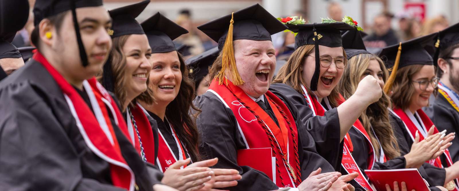 Students cheer during the 2022 Commencement ceremony