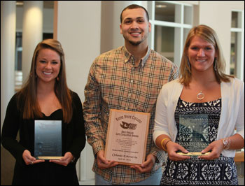 KSC senior awards winners (L-R) Erin Griffin, Orlando Echevarria and Jillian Whitaker