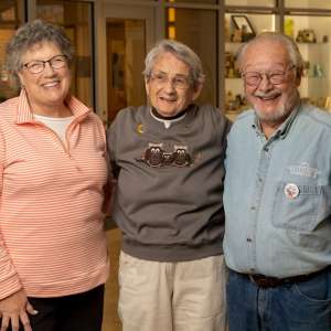Golden Circle Guides: Kitty Maher ’73, Norma Walker ’51 M’59, Phil Clay ’64. Not Pictured: Lang Plummer ’60, Brian Burford ’72