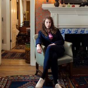 Sofia Thornblad '17 sits in the Horatio Colony House Museum before she leaves for her new position in Tulsa, OK