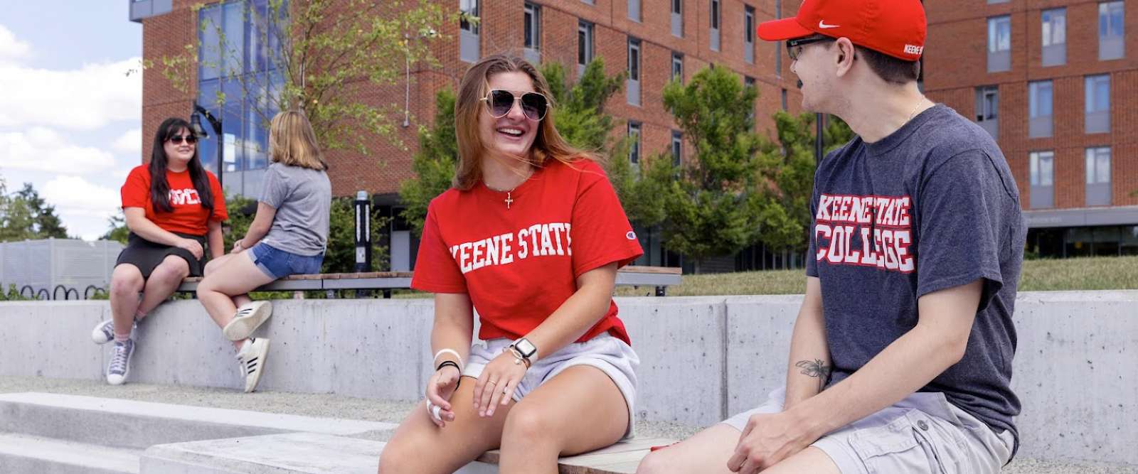 Students sitting on the South Quad