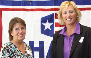 (L) Kathy Flannery, OSHA Consultation Program Supervisor, and (R) Christina Azzarito, Safety Manager for Hans Kissle in Haverhill, MA