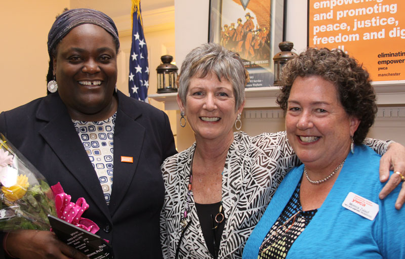 (l-r) Dr. Dottie Morris, Linda Saunders Paquette, executive director of New Futures. Inc., and Monica Zulauf, executive director of Manchester YWCA