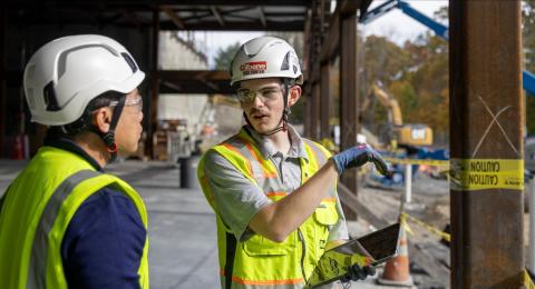 Safety Studies student interning with a construction company