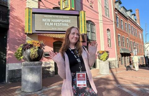 Among Melissa Jellie’s passions is getting independent films produced by community members and students air time on NHPBS. "Stories connect people and everyone has a story," she says. (Photo by Jennifer Moore)