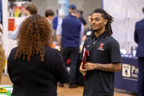 Student at a career fair